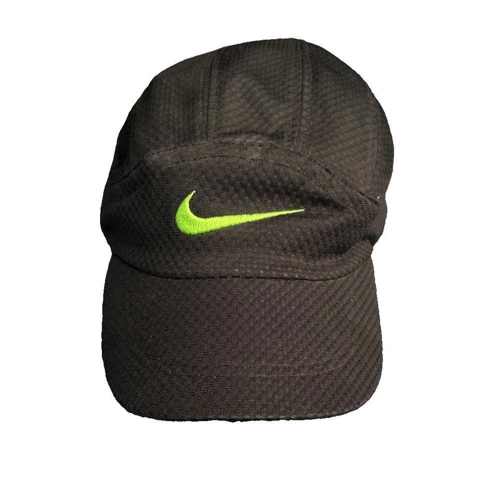 Vintage Y2K Nike Tailwind Hat Black Embroidered Swoosh Mesh 7 Panel Strap Back - Picture 1 of 7